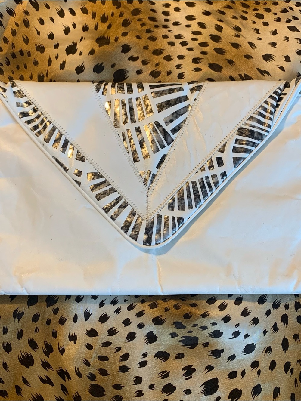 Vintage 80s J.M.P. Leathers/Bgas by Jane White/Silver Envelope Clutch